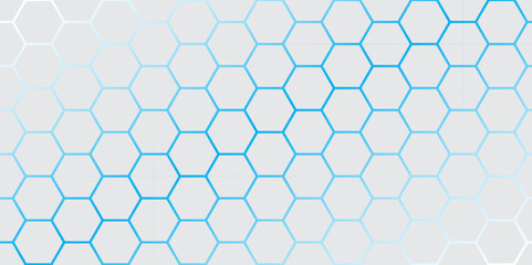Naklejka premium Minimal White Hexagon Pattern on Gradient Background – Abstract Tech Design. 