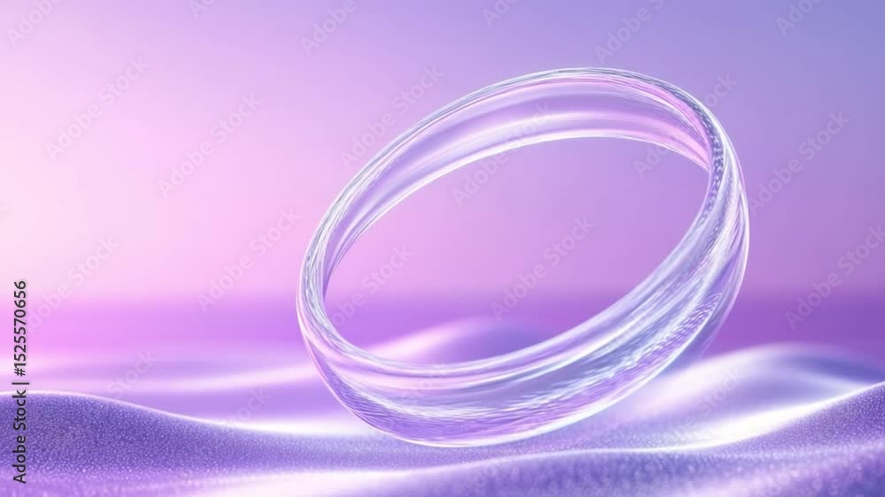 Aufkleber abstract ring: a mesmerizing digital rendering of an elegant, transparent ring levitating above a su