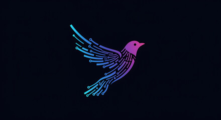 Obraz premium Vector symbol of Wi-Fi signal turning into a digital bird flying upward, abstract tech concept.