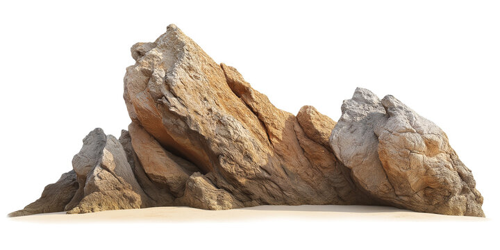 Natural rock formation on a sandy beach under bright daylight. Isolated on a transparent or white background, perfect for coastal, travel, and nature themes. - Powered by Adobe