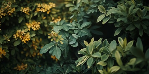 A vibrant garden path with lush green plants and overgrown foliage, leading into the wilderness.