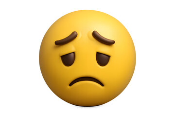 Fototapeta premium 3D Render of a Sad-Looking Yellow Emoji with a Frowning Face and Furrowed Brows