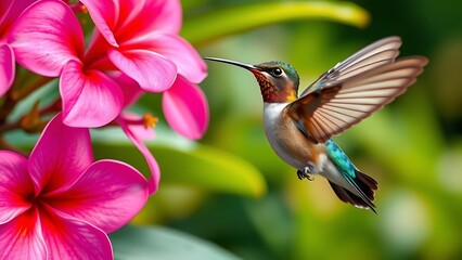 Naklejka premium hummingbird feeding on flower