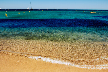 St. Tropez, France - July 7, 2014: Waves along the shores of St. Tropez, France
