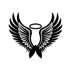 generate a black graphic of angel vector art silhouette