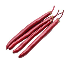 Naklejka premium Red long beans displayed on a Transparent background showcasing their vibrant color and smooth texture, red long beans isolated on PNG background
