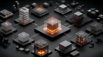 API (Application Programming Interface): Businessman pointing icon with integration, data exchange, automation, connectivity, scalability, interoperability, developer tools.