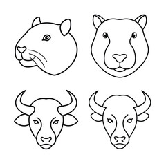 Obraz premium Animal heat line art bundle 