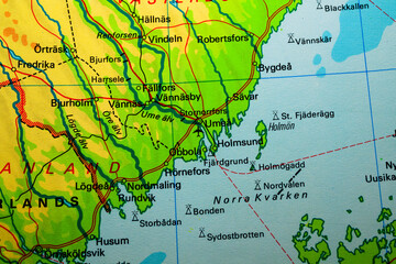 Northern Sweden regional map including Umea.