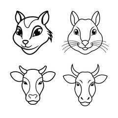 Fototapeta premium Animal heat line art bundle 