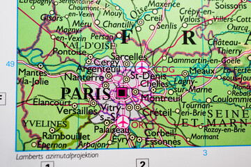 Paris metropolitan city map with landmarks.