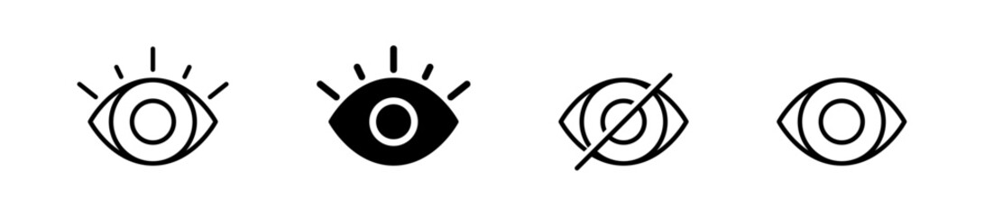 eye icon set. vision icon, see view icons - eyesight symbol - invisible eye hide icon, incognito icon no eye view hidden icon set. vision icon, unsee icons