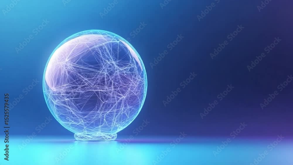 Poster mystical crystal sphere: a luminous crystal sphere pulsates with inner energy, casting an ethereal g