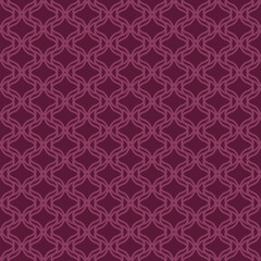 Abstract ornamental seamless pattern in oriental style. Vector geometric ornament texture with curved lines, mesh, grid, net, lattice. Elegant background in burgundy color. Repeated luxury design