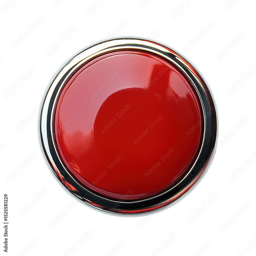 Aufkleber bright red push button isolated on clean transparent background for various applications and uses in