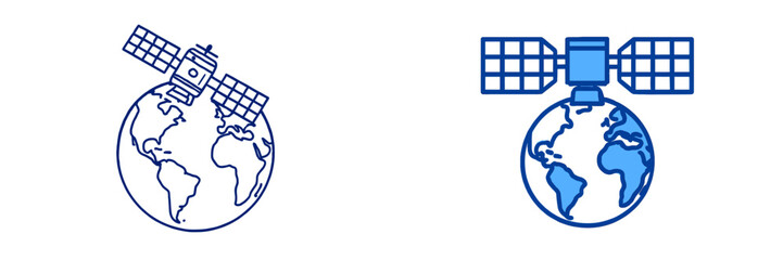 Satellite orbiting Earth showcasing communication technology and global connectivity in a modern design