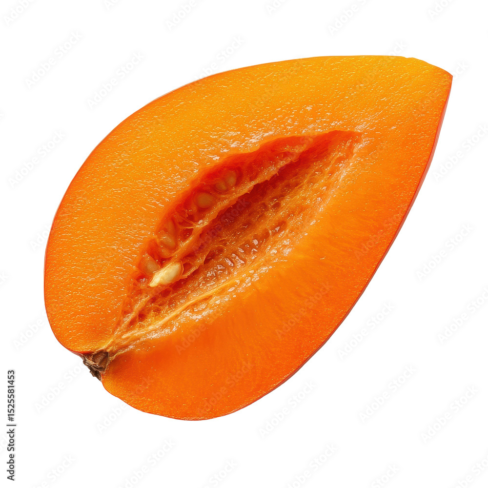 Poster persimmon slice isolated on a transparent background highlighting its vibrant orange color and uniqu