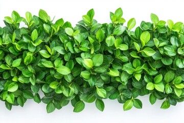 Fototapeta premium Green bush leaves border isolated on white background