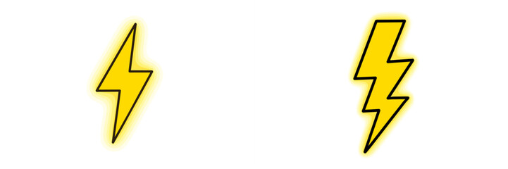 Bright yellow lightning bolts creating a dynamic and energetic visual effect against a white background