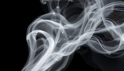 Obraz premium Abstract smoke, steam, or vapor swirl. Isolated design element on black.