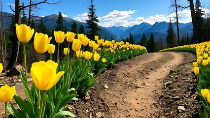 yellow flowers in the mountains