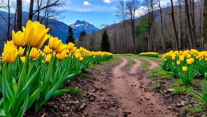 yellow flowers in the mountains