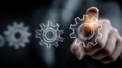 API: Businessman hands hold global API technology, integration, communication, data exchange, scalability, interoperability, automation, efficiency.