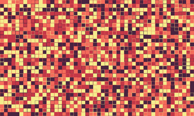 Abstract mosaic pattern. Warmtoned, pixelated texture with red, orange, and beige squares. Ideal for backgrounds, website design, or textile prints.