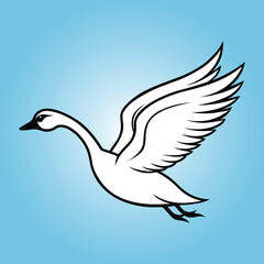 A flying swan art in the sky