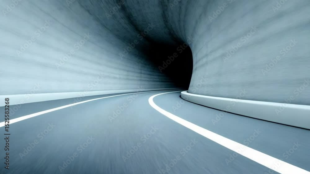 Poster journey through the tunnel: a captivating image of an empty, well-lit tunnel, its sleek design guidi