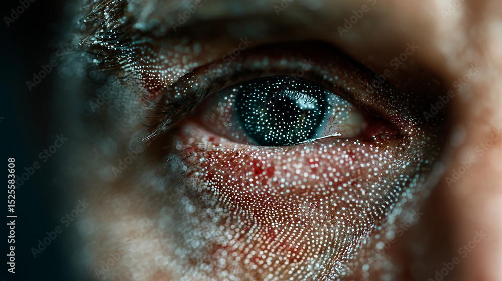 Poster biometric security: businessman touching and authentication system, fingerprint recognition, facial 