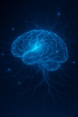 Fototapeta premium Brainpower visualized neural connections firing in bright blue a symbol of intelligence and