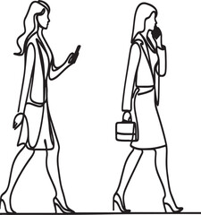 Continuous Line Females Entrepreneur on Phone

