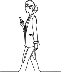 Stylish Female Professional in Motion – Line Drawing


