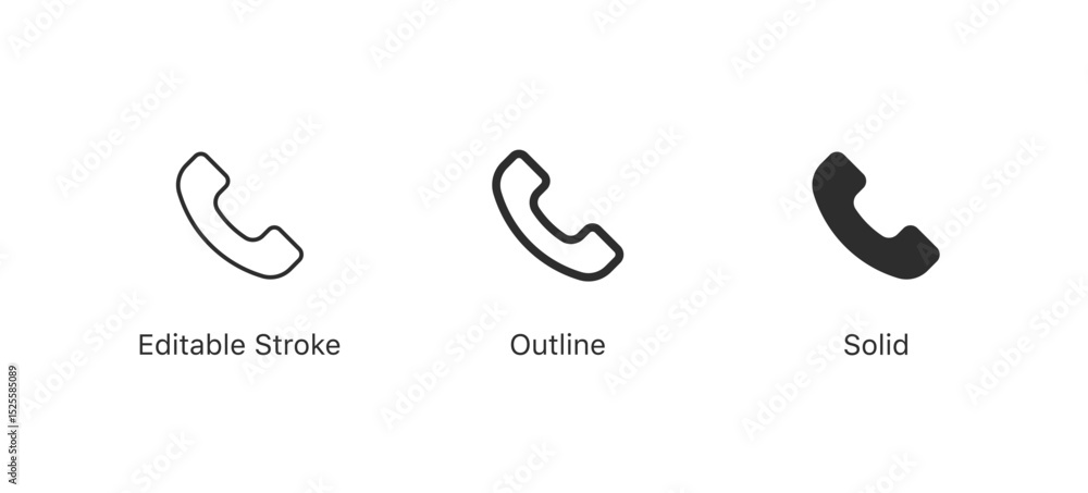 Poster set of phone icon or telephone receiver icons for phone calls and communication and support. ideal f