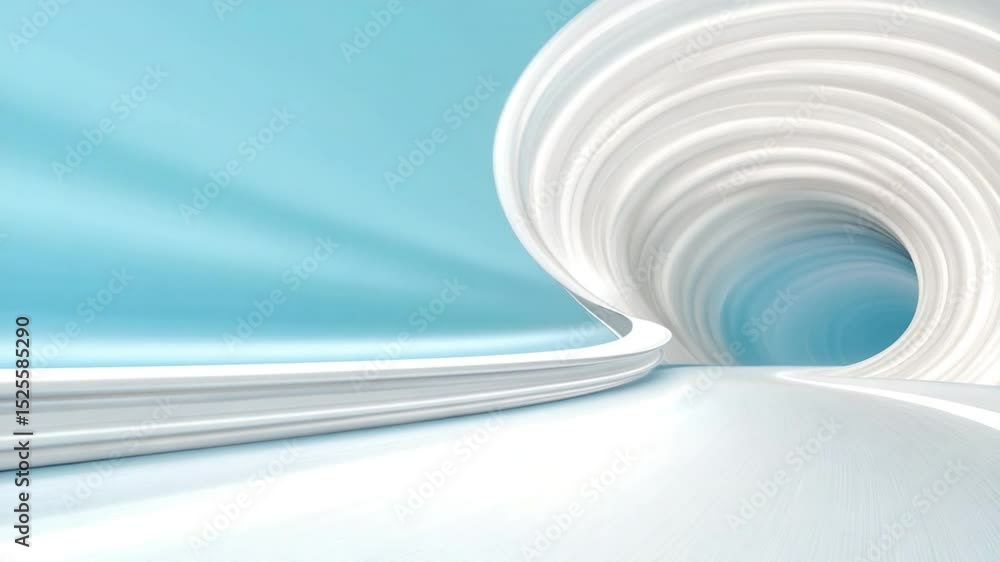 Poster abstract architectural passage: an abstract architectural form composed of curving, luminous white a