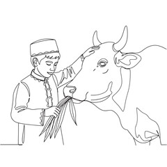 Cattle line drawing. cow, goat, sheep and camel. Eid al-Adha concept, the celebration of Muslim community festival design. Eid Mubarak greetings concept.