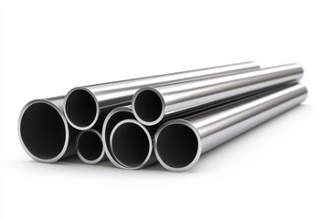 Fototapeta premium Stainless steel pipes stack isolated on white background