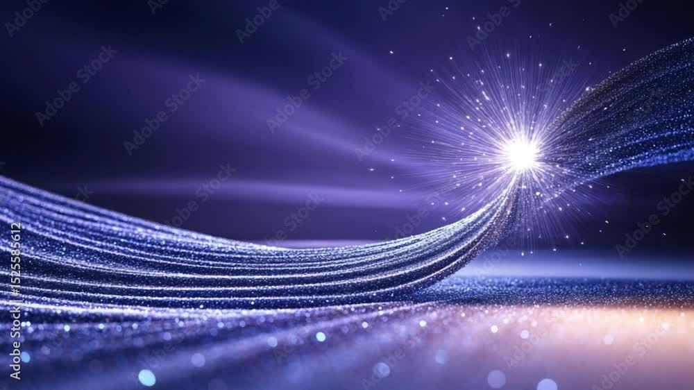 Aufkleber Abstract light trails: A captivating display of glowing light trails with a brilliant starburst effect, creating a sense of motion and dynamism. The scene is set against a serene backdrop.