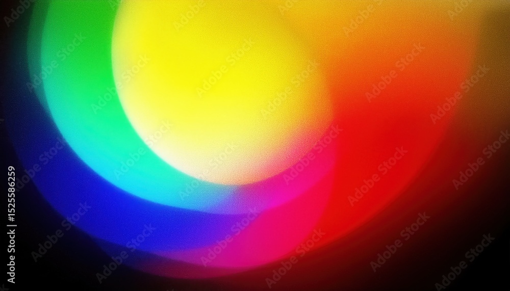 Poster vibrant multicolor light spectrum abstract with glowing gradient arcs in rainbow hues for digital br