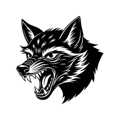 generate a snarling fox with bared fangs vector art silhouette