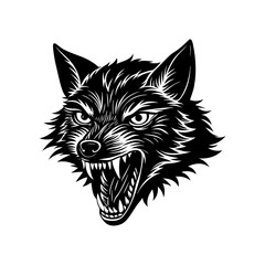 generate a snarling fox with bared fangs vector art silhouette