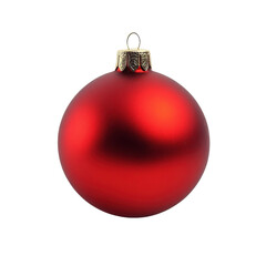Bright red Christmas ball with a glossy finish isolated against a Transparent background for holiday decorations, Red Christmas Ball Isolated, PNG background