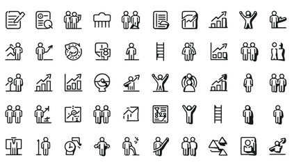 Hand-drawn doodle vector alphabet icon set for web, mobile, and business design