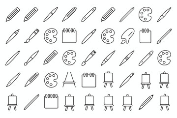 Seamless alphabet pattern vector icon set with hand-drawn doodle illustrations of numbers, music, clock, and business tools, ideal for school and art designs
