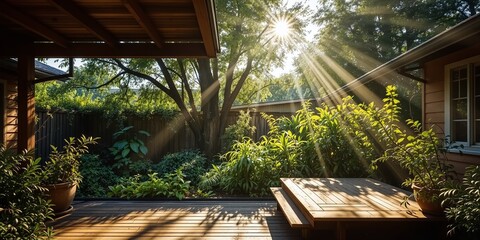 Rustic Backyard Retreat with Wooden Porch