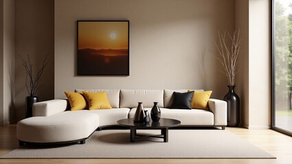 modern living room with fireplace