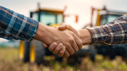 Agribusiness Handshake Deal with Tractor - Partnership Agreement