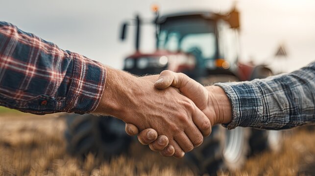 Agribusiness Handshake Deal Agreement Over Field