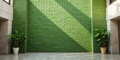 Rustic Green Brick Wall Background for Design